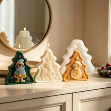 Geometry Xmas Tree Candle Silicone Mold With Santa Claus Reindeer Snowman Design DIY Scented Candle Making Mold For Christmas Holiday Home Decor Gift Crafts - Christmas Mold - View 3
