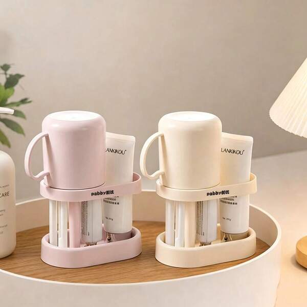 1PC Dopamine Wall-Mounted Toothbrush Holder, No-Drill Toothpaste And Toothbrush Storage Rack, Bathroom Mouthwash Cup, Toothbrush Cup With Suction Cup