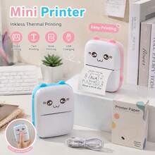 Mini Portable Thermal Printer, Cute Cat Design, USB Charging, Supports Photo And Label Printing, Includes USB Data Cable And Inkless Set, Ideal For Travel And Home Use, Photo Printer | USB Charging Printer - Multicolor - View 10