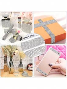 3 cuộn dải trang trí đính đá DIY tự dính, dải dán đá trang trí kim cương lấp lánh, phù hợp cho đồ thủ công, trang trí đám cưới và tiệc, cũng như trang trí gương, ô tô và điện thoại - Nhiều màu - Xem 6