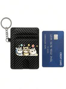 Slim Multi Slot Card Holder With Cute Cat Pattern,Mini Credit Card Wallet Portable Id Card Case For Women,Credit Card Holder Money Clip With Id Window - Multicolor - View 6
