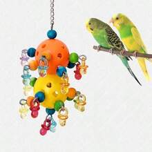 1pc Plastic Perforated Hanging Bird Cage Toy, Suitable For Small And Medium Birds, Fun Star-Shaped Ball Bird Destruction Stress Relief Chewing Toy, Suitable For Bird Cage Toy - A+B - View 1