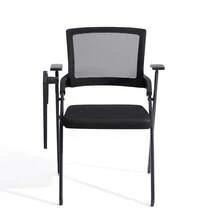 Folding Office Chair With Armrests, Mesh Conference Chair For Meeting Room - Black - With Tabletop - View 3