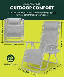 Gravity Chairs (2-Pack) Premium Heavy-Duty Outdoor Recliners With Luxe Two-Tone Design! Features Ultra-Padded Ergonomic Support, 5-Position Adjustable Backrest Independent Headrest, Built-In Cup Holder Phone Slot, And Smooth Rocking F - Grey - View 2