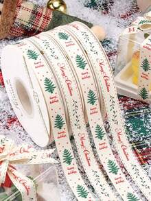 25mm Christmas Decorative Ribbon, Polyester Satin Decorative Tape, Suitable For Gift Box Packaging, Bows, Gift Wrapping, Bouquet Wrapping, DIY Handmade Decoration, Merry Christmas Gift Wrapping - Multicolor - View 1