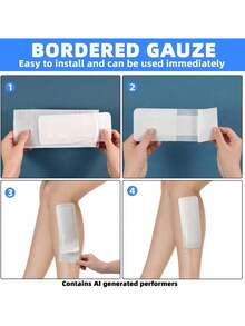 5PCS 4"X10" Bordered Gauze Wound Bandages - White - View 4