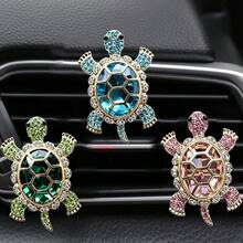 1/3pcs Alloy Rhinestone Turtle Car Air Vent Aromatherapy Clip, Creative Turtle Fragrance Clip With Rhinestone Decor, Includes Solid Fragrance Pad - Multicolor - View 2