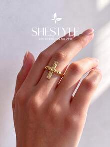 1pc S925 Sterling Silver Jesus Cross Ring, Women's Thumb Ring, Exquisite Jewelry Gift - Jesus Cross - View 2
