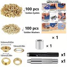 EDCUEBE7 100pcs (6/8/10/12mm) Copper Eyelet Tool Set, Includes Puncher And Hollow Punch Head, Suitable For Installing Eyelets On Clothing, Leather, Fabric, Belts And Other Materials, As Well As Impact Punch And Puncher, Can Be Used For Jewelry Making. Durable Iron Tools, Suitable For Leather, Belts, Clothing And Curtains. Set Includes Storage Bag. - Multicolor - View 16