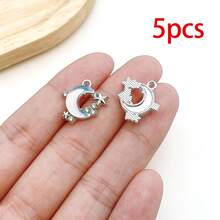 5/20pcs Silvery Plated Blue Rhinestone Charms Dolphin Shell Star Heart Butterfly Owl Pendant For DIY Bracelet Necklace Earring Jewelry Making Findings - Blue - View 18