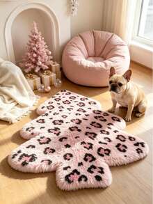 1pc Pink Leopard Print Silk Christmas Tree Decorative Rug, Love & Healing Bedroom Decor, Small Rug, Carpet, Home Decor, Living Room Rug, Living Room Small Rug, Bedroom Rug, Living Room Home Decor, Outdoor Rug, Washable Rug - Multicolor 6 - View 3