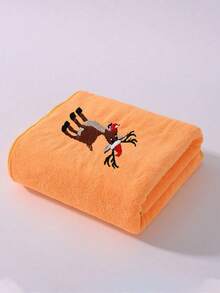 Christmas Reindeer Embroidered Coral Fleece Bath Towel Set, Multiple Colors Available, Soft And Absorbent, 1pc/3pcs Optional, Home Bathroom Face And Bath Towel, Christmas Home Decor Holiday Gift - Multicolor - View 38