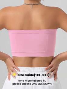 3pcs Plus Size Women Seamless Strapless Single Layer Tube Top Bra, Comfortable Soft Full Coverage Yoga Bra Sports Fall - Multicolor - View 3
