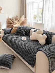 1 buah Sarung Sofa Quilted Warna Polos, Hangat, Lembut, Ramah Kulit, Dapat Dicuci dengan Mesin, Ramah Hewan Peliharaan, Dekorasi Liburan, Perlindungan Furnitur, Penyegaran Sofa Lama, Cocok untuk Sofa 1/2/3/4 Dudukan, Sandaran Tangan, Sandaran Punggung, Sarung Sofa - Dark Grey - View 4
