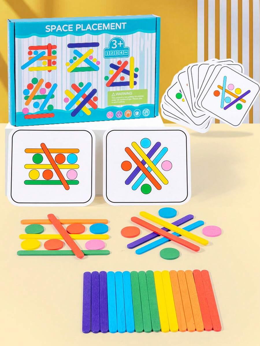 Wooden Rainbow Stick Puzzle Montessori Toy Color Recognition Logic Thinking Matching Game Early Education Toy For Children