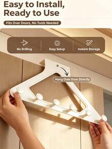 2pcs Upgraded Triangle Door Hooks, Over-The-Door Coat Rack, No-Drill Storage Shelf, Hanging Clothes Rack, Made Of Thickened ABS Plastic Material, 3 Colors Available, Suitable For Hanging Clothes, Bags, Keys, Hats, Bedroom, Bathroom, Kitchen And Closet, Wardrobe Storage Rack, Decorative Storage, Decorative Hanging, Home Decor, Dorm Storage, Storage, Halloween, Christmas, Housewarming Gift - Multiple Styles - View 7