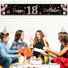 2D Flat 1pc Rimbol Polyester Birthday Banner Set - Versatile Garden Party Decoration For All Seasons, Black And Rose Gold, Suitable For 10th, 13th, 16th, 18th, 20th, 21st Birthday, Outdoor Photo Backdrop - A - View 18
