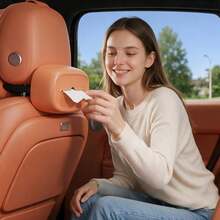 Car Tissue Box Holder - Universal Seat Back & Armrest Mount, Premium Leather-Look Design For Easy Access - A - View 8