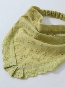 1件原創花卉圖案刺繡捲邊女款髮帶頭巾，適合日常穿著與度假 - 綠色 - 查看 3