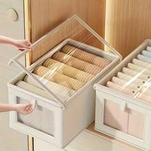 Foldable Oxford Fabric Storage Box With Transparent Lid, Dust-Proof Clothes Organizer, Suitable For Wardrobe And Cabinet - Multicolor - View 6