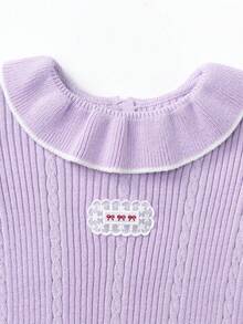 Balabala Baby Girls Knit Sweater Soft‑Touch Winter Knitted Base Layer Versatile Pullover For Little Young Girl - Purple - View 6
