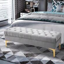 Velvet Bench Bed Bench Shoe Bench With Raised Legs In Light Gray 118x45x42cm For Bedroom And Hallway - Light Grey - View 2
