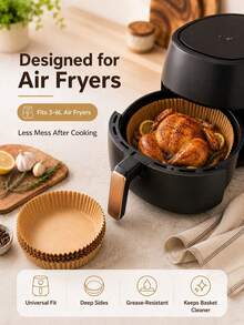 25/50/100pcs Air Fryer Paper Liners, Round, Kitchen Accessories, Non-Stick Baking Paper, Air Fryer Accessories, Oil-Proof And Water-Proof, Suitable For Baking, Roasting And Microwave Use - Multicolor - View 6