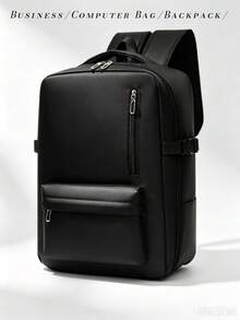 Men's Business Backpack, Oxford Cloth Laptop Bag, 15.6 Inch Laptop Bag, Large Capacity Travel Backpack, Minimalist Commuter, Anti-Theft, TSA Friendly - Black - View 12