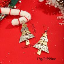 JOJELOO 1 Buah Anting-Anting Rumbai Panjang Pohon Natal, Perhiasan Telinga Pohon Natal Patchwork yang Modis, Cocok untuk Dekorasi Telinga Pesta Natal Wanita - Gaya 1 - View 4
