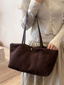 Nicekee Casual Simple Solid Color Large Capacity Handbag, Versatile, Personalized And Fashionable Shoulder Bag, Suitable For Commuting Shopping Travel - Coffee Brown - View 5