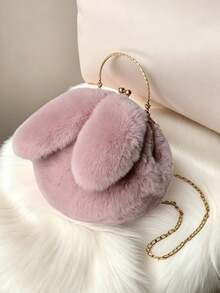 Soft Cute Healing Sweet Style Girl Plush Round Bag With Metal Handle Chain Crossbody Bag, Bubble Skirt Matching Small Bag For Autumn/Winter - Multicolor - View 12