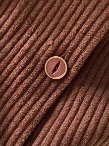 Women's Corduroy Long Sleeve Button-Up Hooded Shirt, Perfect For Autumn And Winter Wear. - Coffee Brown - View 5