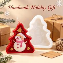 Geometry Xmas Tree Candle Silicone Mold With Santa Claus Reindeer Snowman Design DIY Scented Candle Making Mold For Christmas Holiday Home Decor Gift Crafts - Christmas Mold - View 9