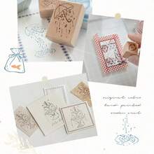 Vintage Wooden Rubber Stamps Set, Fountain Umbrella Candle Strawberry Pattern Wood Seal For Journal Scrapbooking Card Making DIY Craft Decor,Multipurpose Stamps - Multicolor - View 6