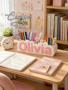 Customized Name Personalized Desktop Storage Box And 3D Printed Pen Holder, Both A Fashionable Room Decor And A Back-To-School Essential, Suitable As Personalized Gifts For Halloween, Thanksgiving And Christmas - Multicolor - View 5