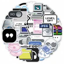 50pcs Vintage Computer Icon Symbols Stickers, Creative Decor For Mirror, Storage Box, Tablet School Supplies - Multicolor - View 5