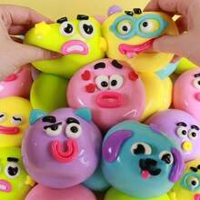 1pc DIY Face Soft Toy, Curious Dog Face Design, Soft Material, Perfect For Stress Relief And Entertainment, Ideal For Holidays, Birthday Gifts, Halloween, Thanksgiving, Christmas, Labor Day, Back To School, Party Gifts, Squishy, Crunchy Squish, Crunchy Butter Squish, Squeeze, Slushy Ball, Squishy Stress Toy, Dumpling Squish, Toys For Adults Women, Army, School Supplies - Multicolor - View 3