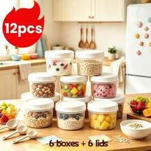 12pcs Upgraded Heavy-Duty Lidded Lunch Bowl Containers / Reusable Food Storage Jars / 6 Boxes + 6 Lids / Portable Food Sealing Containers / Suitable For Yogurt, Oatmeal, Yogurt Breakfast Cups, Meal Prep Containers / Durable And Versatile Storage - Multicolor - View 4