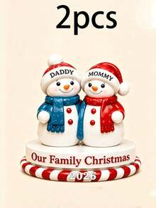 Custom Christmas Snowman Ornament, Personalized 1-9 Names Family Decor, Customized Xmas Keepsake Gift, Customizable Tree Hanging Ornament For Family Christmas Party Decorations - Style F - View 21