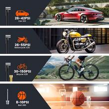 مضخة هواء محمولة للإطارات، ضاغط هواء 150PSI بدون سلك مع إضاءة LED، شحن USB، بطارية ليثيوم بتصميم محمول، مناسبة للسيارات والدراجات والمعدات الرياضية - جهاز يدوي لاسلكي - A - مشاهدة 10