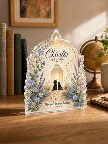 1pc Custom Pet Memorial Desktop,Pet Sympathy Gift Acrylic Keepsake, Personalized Pet Memorial Plaque, Custom Dog Cat Loss Gift, Comfort Lantern Desk Decor,Pet Loss Sympathy Gift,Home Decor - Multicolor - View 5