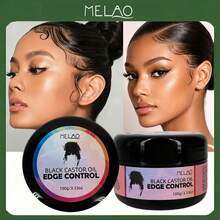 MELAO Black Castor Oil Edge Control Gel 100g/3.53oz, Strong Hold Edge Styling Gel, Smooth Flyaways, Long-Lasting Edge Hair Styling - 100g - View 4