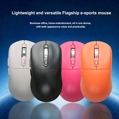 Ratón Gaming de Doble Modo, Ratón de Conexión Multidispositivo 2.4G+Bt1+Bt2, Resolución Ajustable, Ratón Ergonómico Ligero y Amigable con la Mano, Adecuado para Ratón de Computadora Recargable Tipo C en Portátiles y Tabletas con Windows