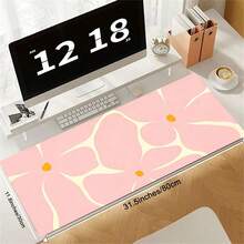 Pink Floral Leather Desk Mat, Beautiful Artistic Large Mouse Pad, Desk Accessory, Non-Slip Keyboard Pad, Leather Material, Suitable For Office, Home Computer Desk Protective Pad, Can Be Given As A Gift To Men, Women, Gaming Mouse Pad, Desk Accessory - View 3