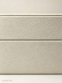 Set Of 2 S & L Size Cream Pebbled PU Leather Jewelry Boxes With Lid, Gold Zinc Alloy Bar Handle, Velvet Lined Rect Accessory Storage Organizer, Modern Luxury Vanity Bedroom Decor Holiday Gift - OFF-white - View 6