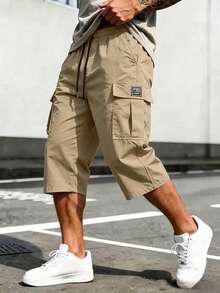 Men's Multi-Pocket Cargo Capri Pants For Summer - Street Style, Summer Outdoor Casual Activities And Streetwear Cargo Capri Pants - Khaki - View 5
