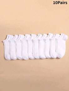 1/5/10/20/30 Pairs Men's Solid Color Boat Socks, Sweat-Absorbent Breathable Comfortable Invisible Socks, Suitable For Daily Wear, Business Socks, Unisex Short Socks, All Sizes - White - View 9