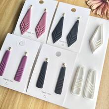1pc/2pcs/3pcs Bohemian Style Rhombus Soft Clay Earring Mold, Handmade DIY Jewelry Making, Suitable For Chain Link Clay Earring Craft Supplies - White - View 3