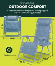 Gravity Chairs (2-Pack) Premium Heavy-Duty Outdoor Recliners With Luxe Two-Tone Design! Features Ultra-Padded Ergonomic Support, 5-Position Adjustable Backrest Independent Headrest, Built-In Cup Holder Phone Slot, And Smooth Rocking F - Blue - View 2