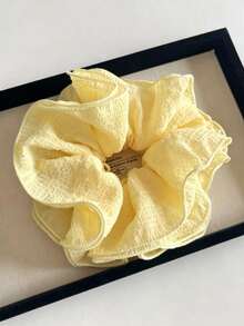 2/1pc Women's Large Hair Scrunchies, Yellow & Blue Color Versatile Hair Clips, For Bathing Or Washing Face, Match Your Outfit - Multicolor - View 3